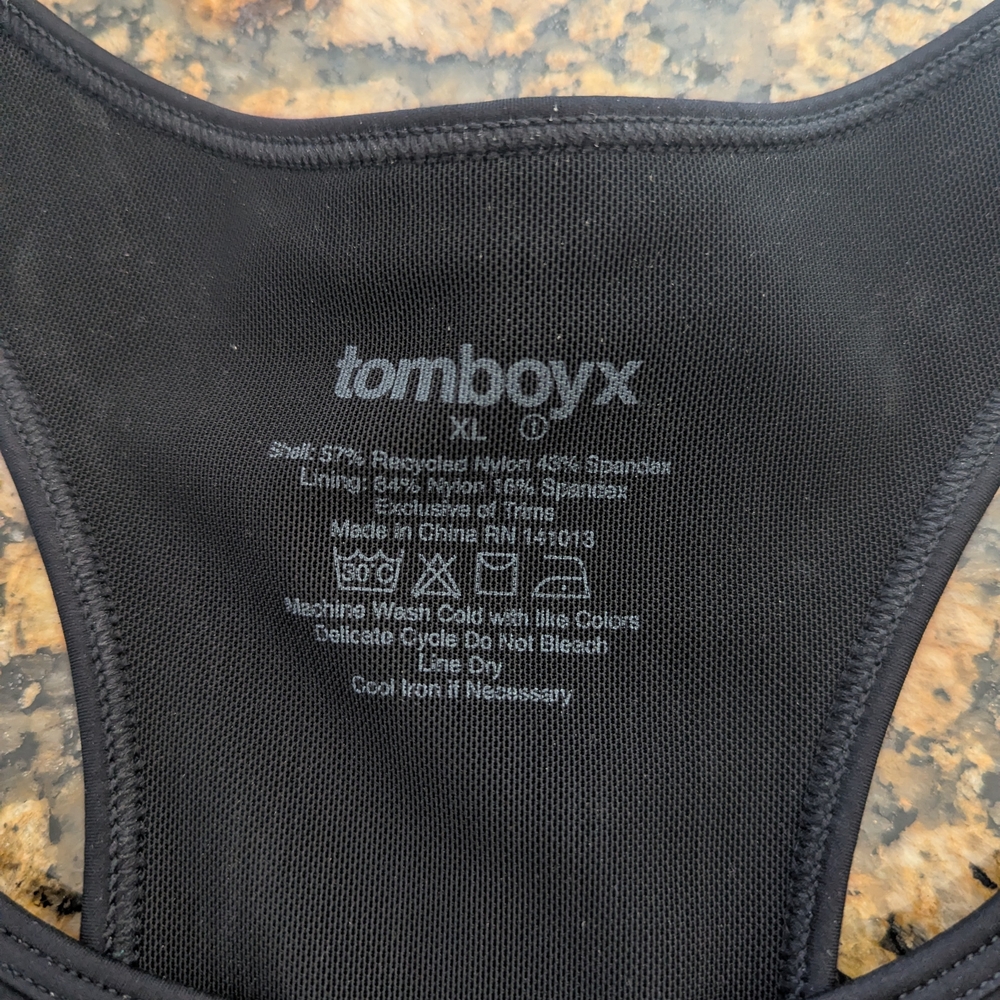 TomboyX Jet Black Racerback Sports Bra - Picture 2 of 3
